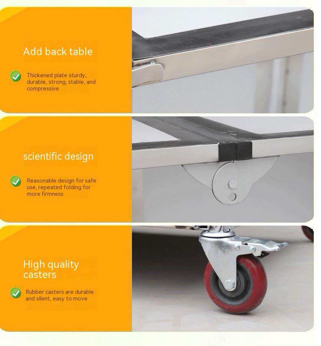 foldable stainless steel food cart