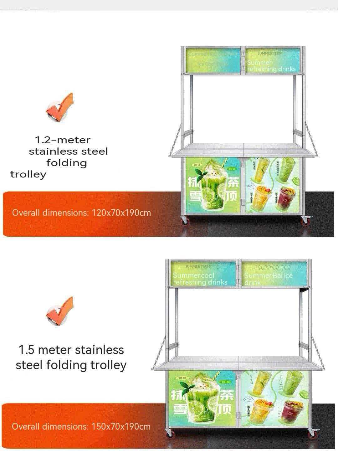 foldable stainless steel food cart