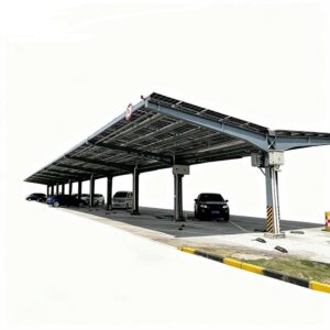 Large commercial solar carport system, outdoor parking lot solar panel mounting structure for vehicle charging