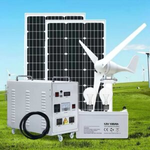 solar panel and wind turbine hybrid power generator station, off-grid renewable energy system for outdoor use